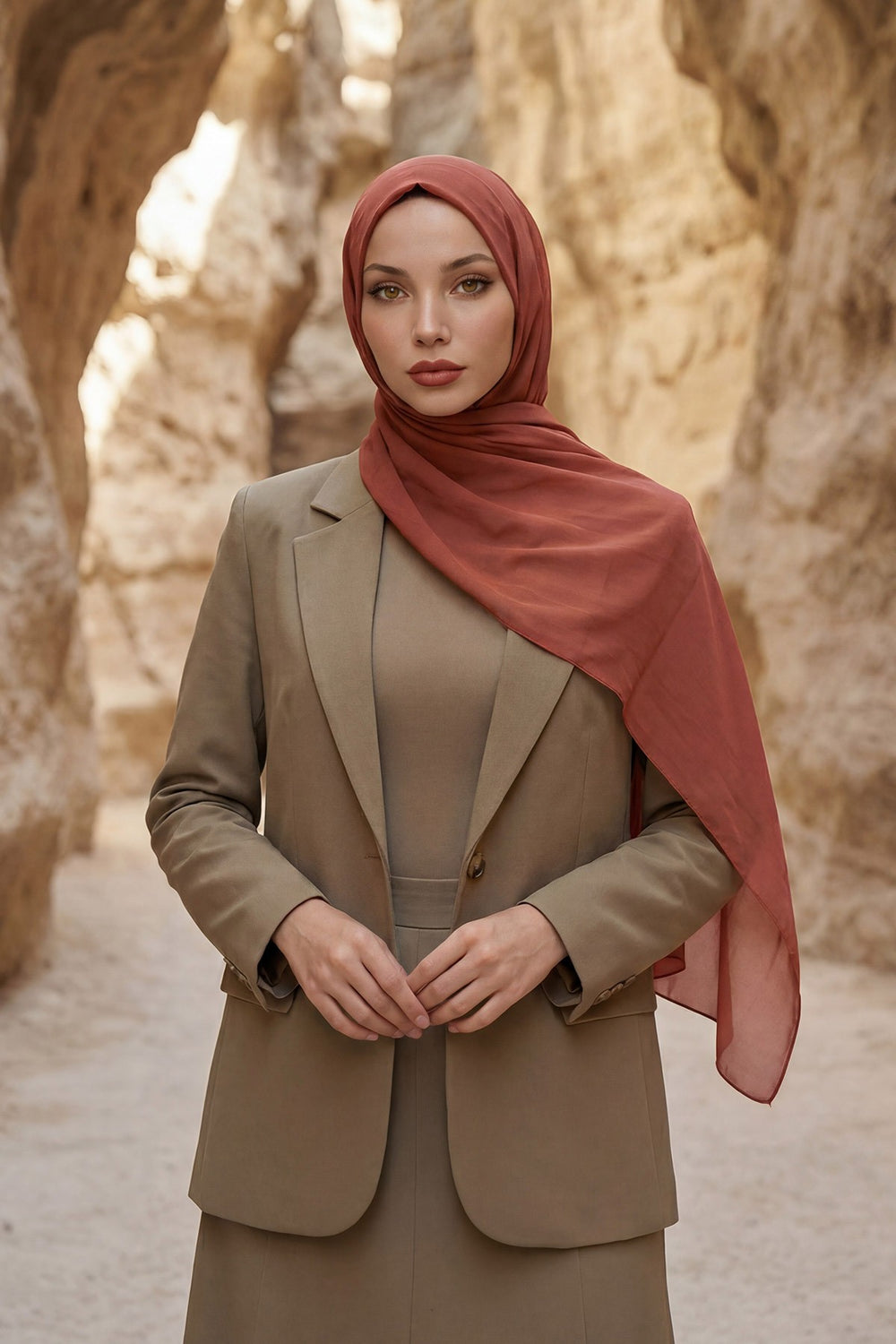 Women Instant Chiffon Shawl Modesty Turban Hijab Head Wrap Ready to Wear Women Headscarf made from Chiffon Fabric with Color Options,PS-11 Cinnamon