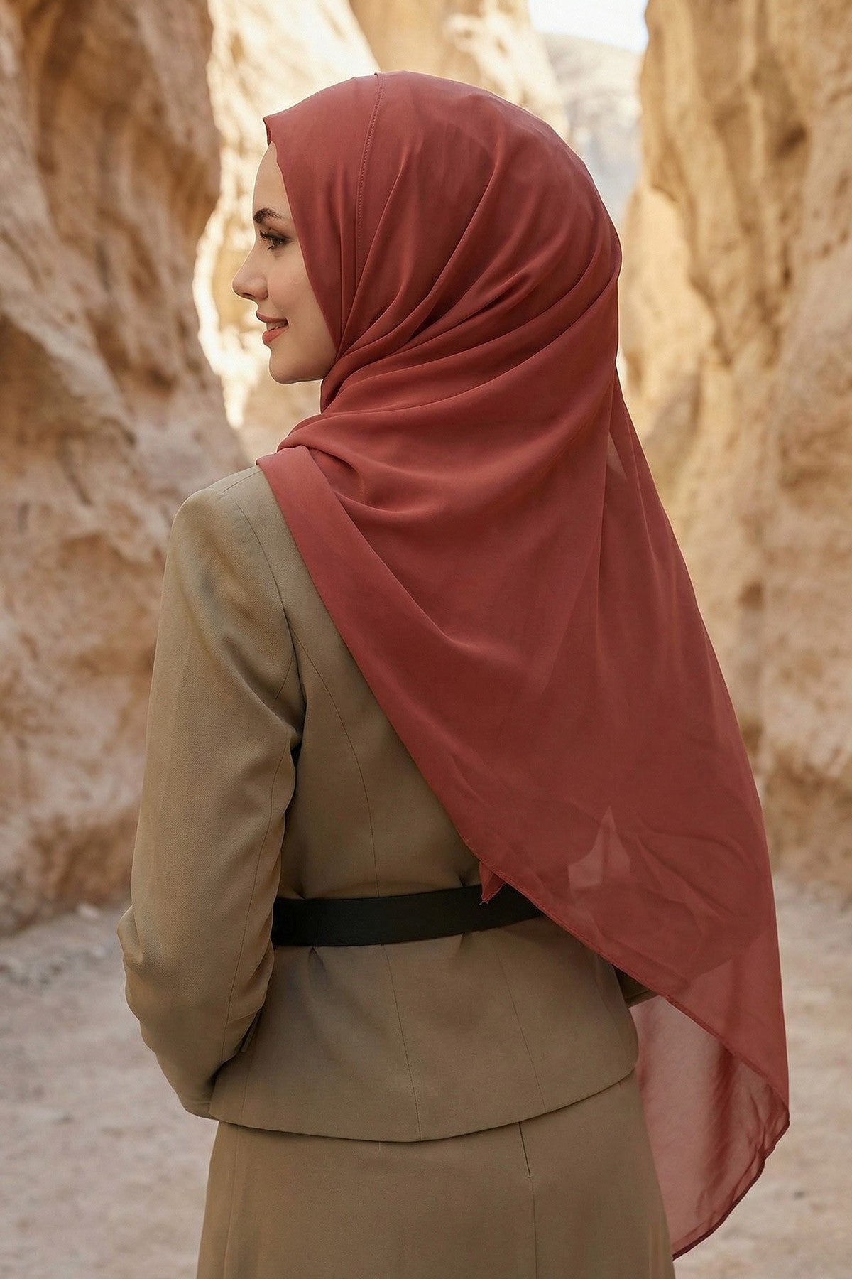 Women Instant Chiffon Shawl Modesty Turban Hijab Head Wrap Ready to Wear Women Headscarf made from Chiffon Fabric with Color Options,PS-11 Cinnamon