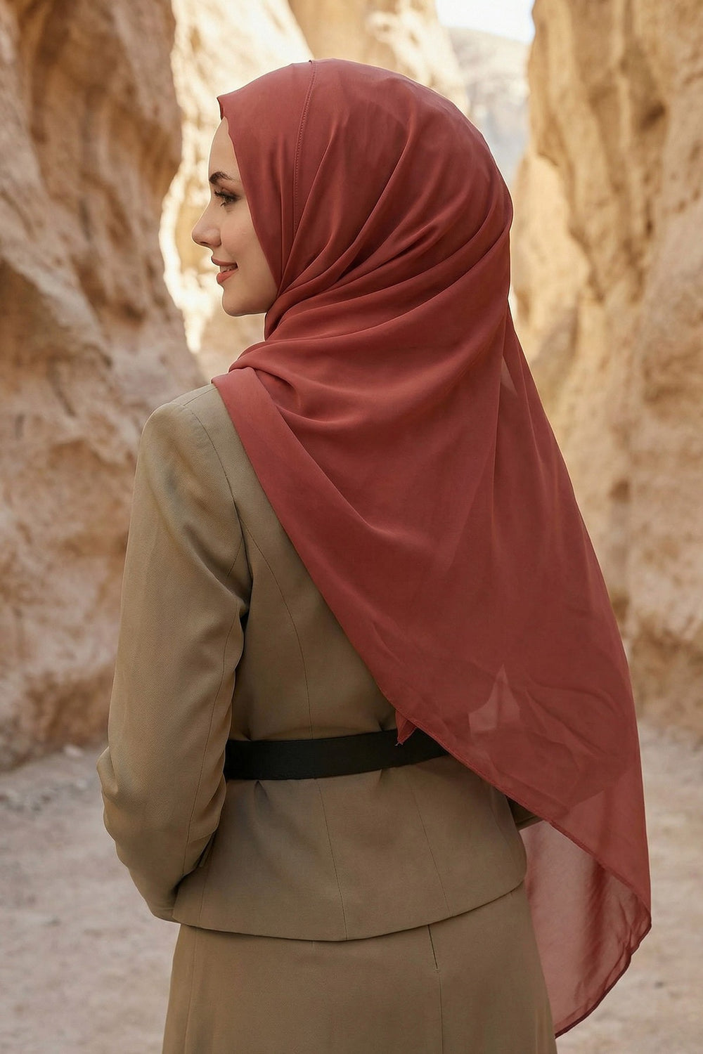 Women Instant Chiffon Shawl Modesty Turban Hijab Head Wrap Ready to Wear Women Headscarf made from Chiffon Fabric with Color Options,PS-11 Cinnamon