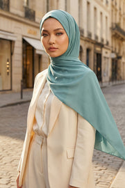 Women Instant Chiffon Shawl Modesty Turban Hijab Head Wrap Ready to Wear Women Headscarf made from Chiffon Fabric with Color Options,PS-11 Almond Green