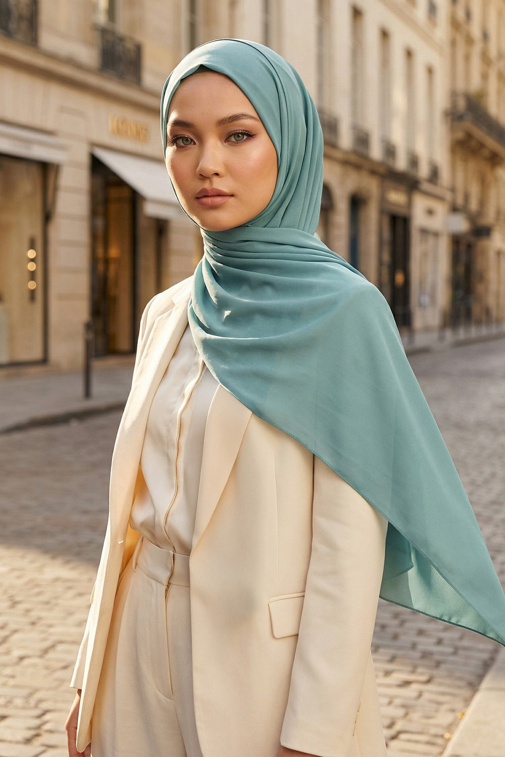 Women Instant Chiffon Shawl Modesty Turban Hijab Head Wrap Ready to Wear Women Headscarf made from Chiffon Fabric with Color Options,PS-11 Almond Green