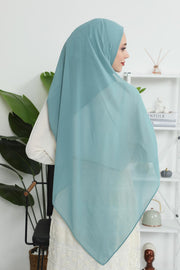 Women Instant Chiffon Shawl Modesty Turban Hijab Head Wrap Ready to Wear Women Headscarf made from Chiffon Fabric with Color Options,PS-11 Almond Green