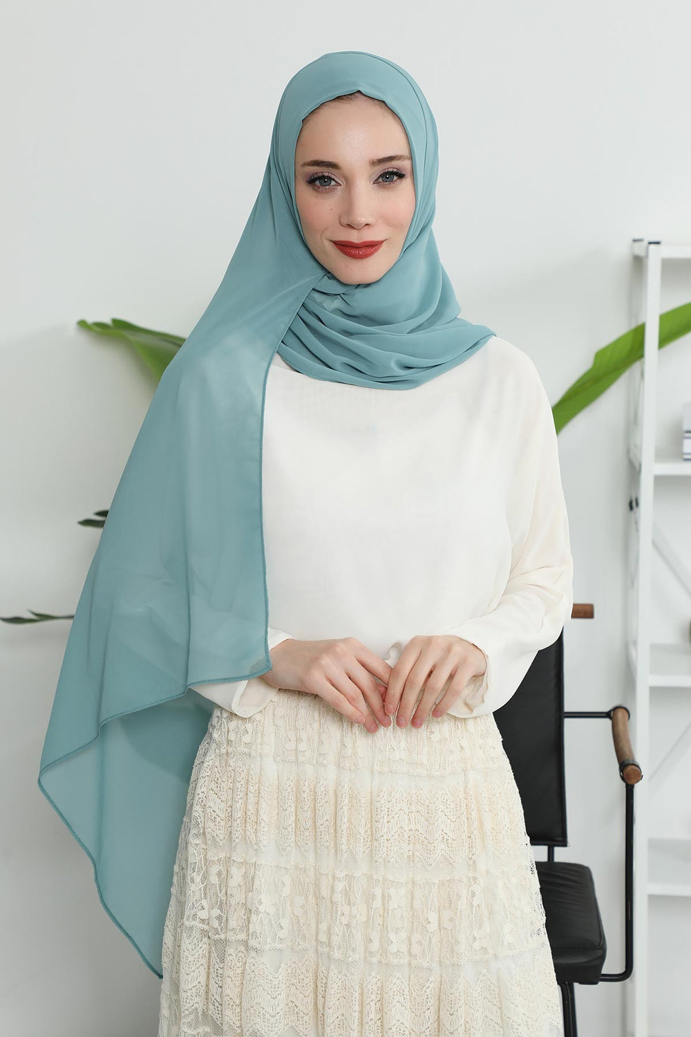 Women Instant Chiffon Shawl Modesty Turban Hijab Head Wrap Ready to Wear Women Headscarf made from Chiffon Fabric with Color Options,PS-11 Almond Green