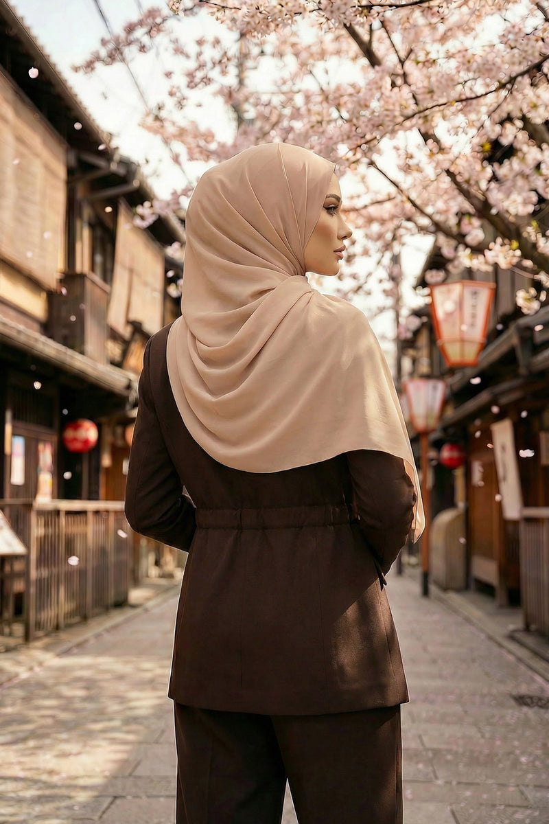 Women Instant Chiffon Shawl Modesty Turban Hijab Head Wrap Ready to Wear Women Headscarf made from Chiffon Fabric with Color Options,PS-11 Light Mink
