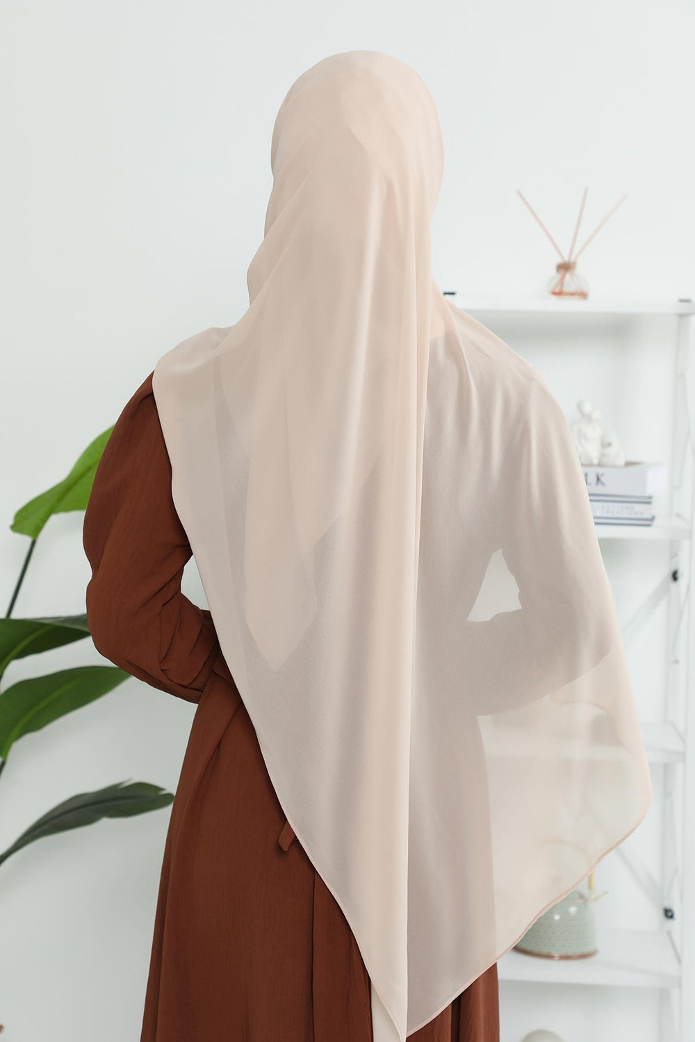 Women Instant Chiffon Shawl Modesty Turban Hijab Head Wrap Ready to Wear Women Headscarf made from Chiffon Fabric with Color Options,PS-11 Light Mink
