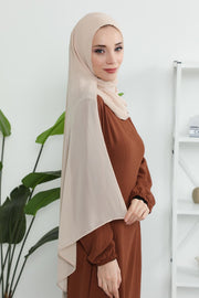 Women Instant Chiffon Shawl Modesty Turban Hijab Head Wrap Ready to Wear Women Headscarf made from Chiffon Fabric with Color Options,PS-11 Light Mink