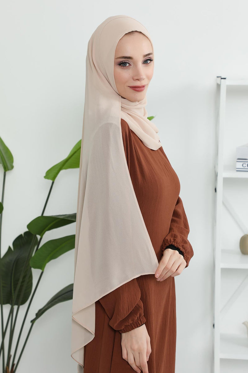 Women Instant Chiffon Shawl Modesty Turban Hijab Head Wrap Ready to Wear Women Headscarf made from Chiffon Fabric with Color Options,PS-11 Light Mink