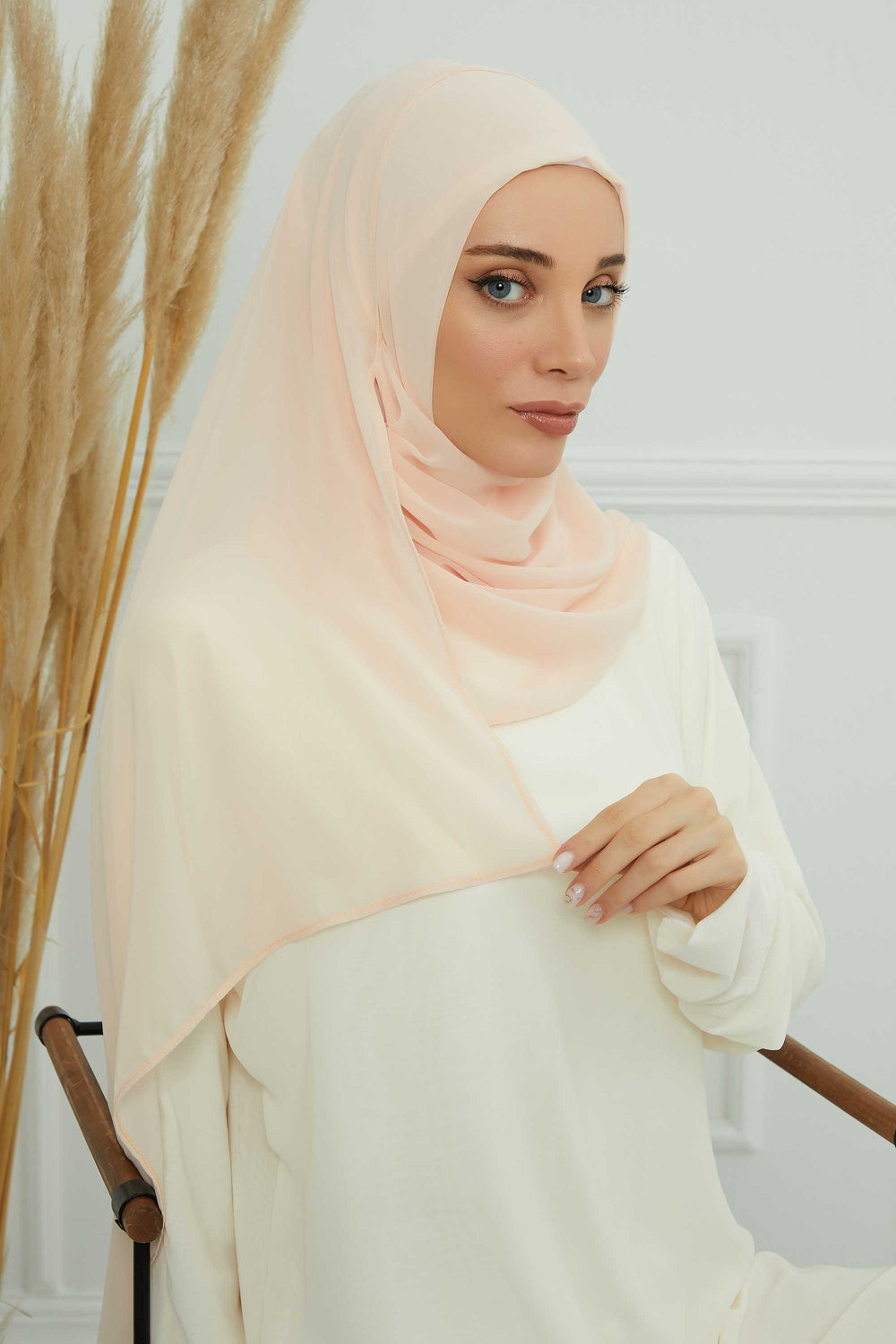 Women Instant Chiffon Shawl Modesty Turban Hijab Head Wrap Ready to Wear Women Headscarf made from Chiffon Fabric with Color Options,PS-11 Beige