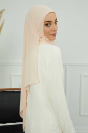 Women Instant Chiffon Shawl Modesty Turban Hijab Head Wrap Ready to Wear Women Headscarf made from Chiffon Fabric with Color Options,PS-11 Beige