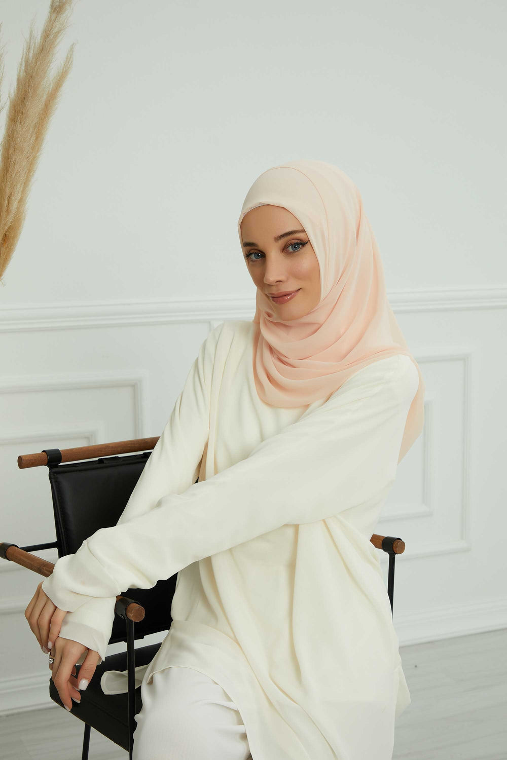 Women Instant Chiffon Shawl Modesty Turban Hijab Head Wrap Ready to Wear Women Headscarf made from Chiffon Fabric with Color Options,PS-11 Beige