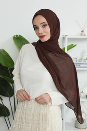 Women Instant Chiffon Shawl Modesty Turban Hijab Head Wrap Ready to Wear Women Headscarf made from Chiffon Fabric with Color Options,PS-11 Brown