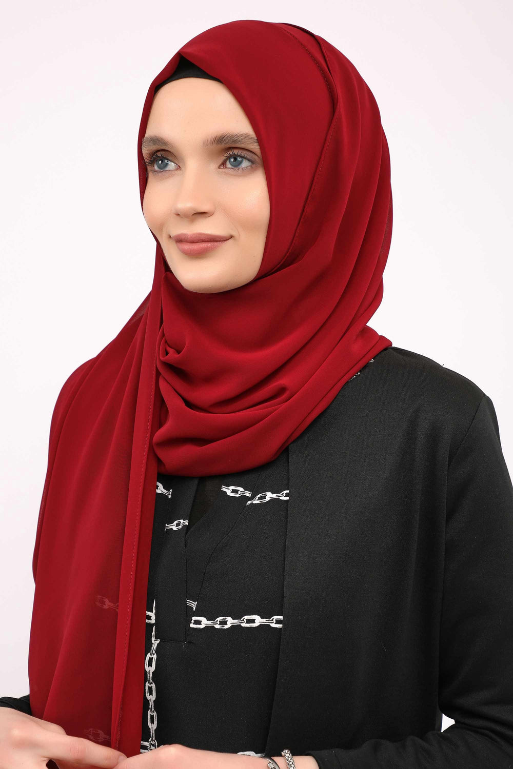 Women Instant Chiffon Shawl Modesty Turban Hijab Head Wrap Ready to Wear Women Headscarf made from Chiffon Fabric with Color Options,PS-11 Maroon
