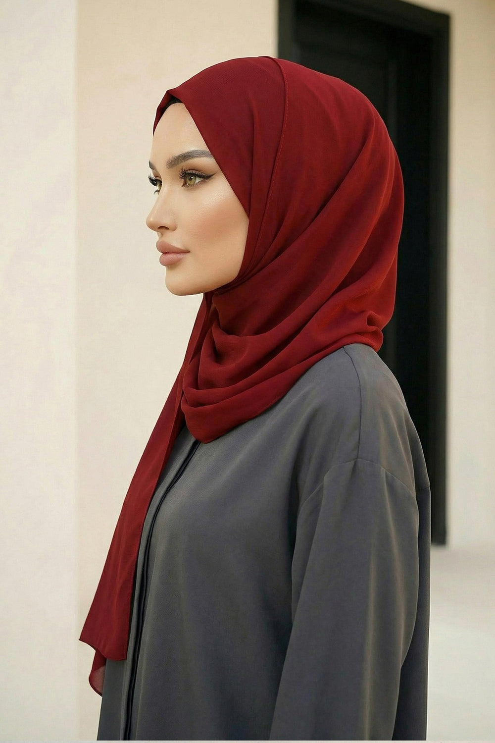 Women Instant Chiffon Shawl Modesty Turban Hijab Head Wrap Ready to Wear Women Headscarf made from Chiffon Fabric with Color Options,PS-11 Maroon