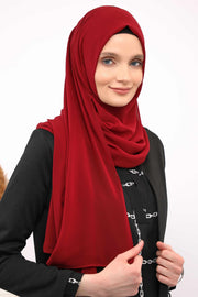 Women Instant Chiffon Shawl Modesty Turban Hijab Head Wrap Ready to Wear Women Headscarf made from Chiffon Fabric with Color Options,PS-11 Maroon