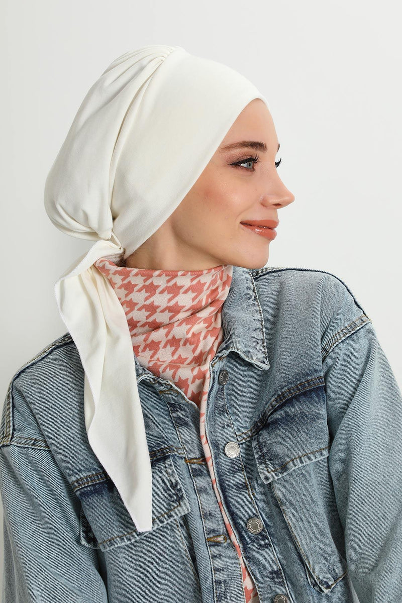 Women's Adjustable Ribbed Turban Bonnet with Long Tail, Instant Winter Turban Bonnet with Tie-Back Tail, Fashionable Women Hijab,B-49RB