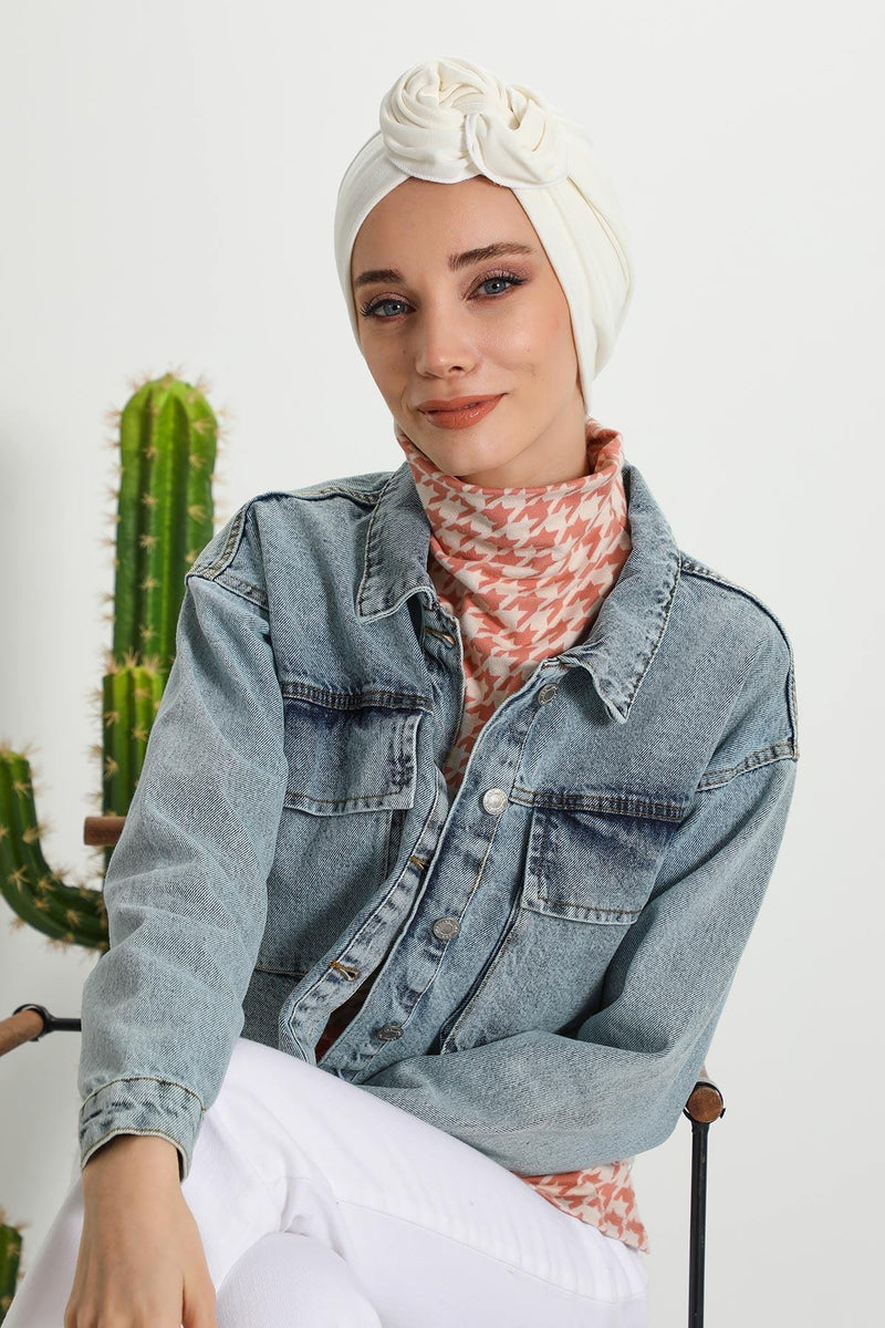 Women's Adjustable Ribbed Turban Bonnet with Long Tail, Instant Winter Turban Bonnet with Tie-Back Tail, Fashionable Women Hijab,B-49RB