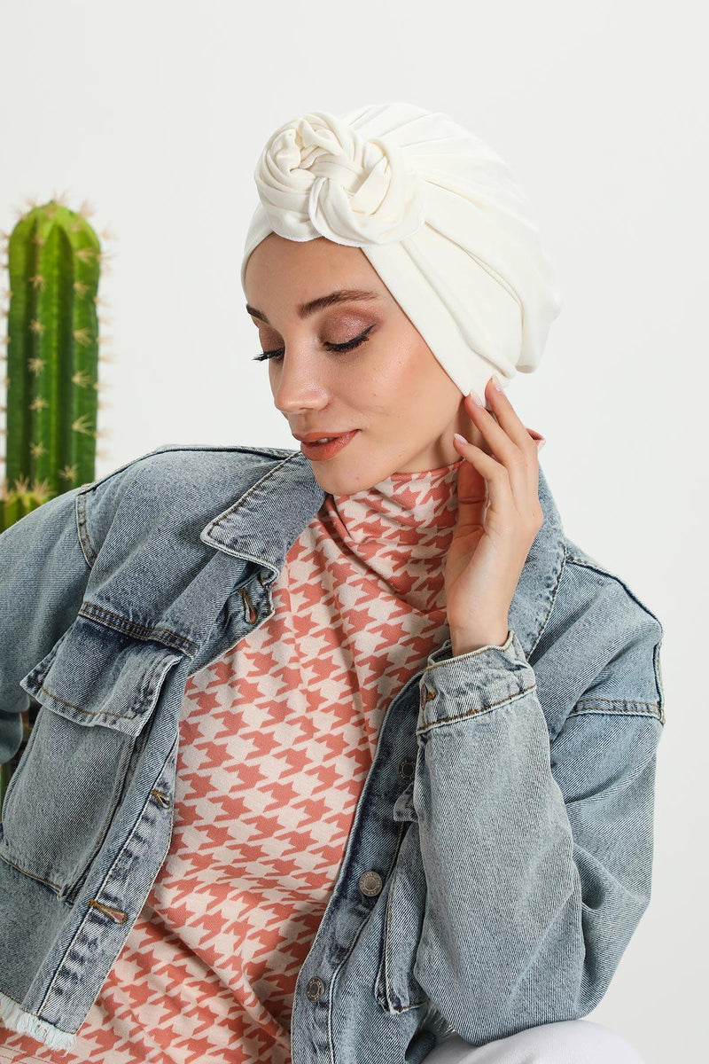 Women's Adjustable Ribbed Turban Bonnet with Long Tail, Instant Winter Turban Bonnet with Tie-Back Tail, Fashionable Women Hijab,B-49RB