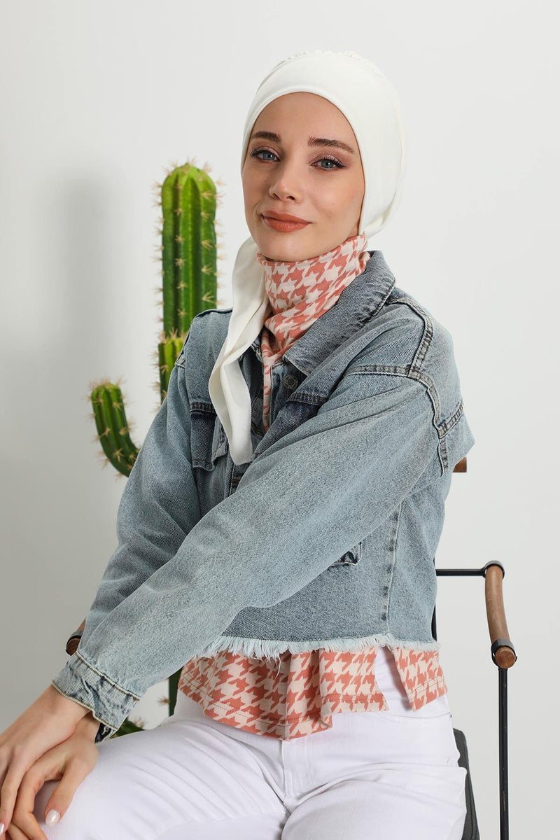 Women's Adjustable Ribbed Turban Bonnet with Long Tail, Instant Winter Turban Bonnet with Tie-Back Tail, Fashionable Women Hijab,B-49RB