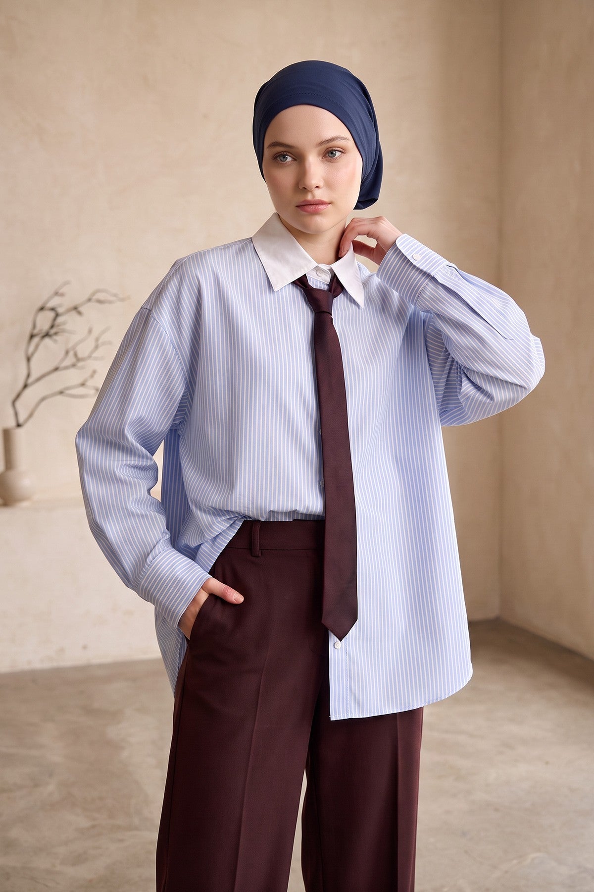 Women’s Chiffon Bonnet with Elegant Ruched Back Detail,B-102S Navy Blue