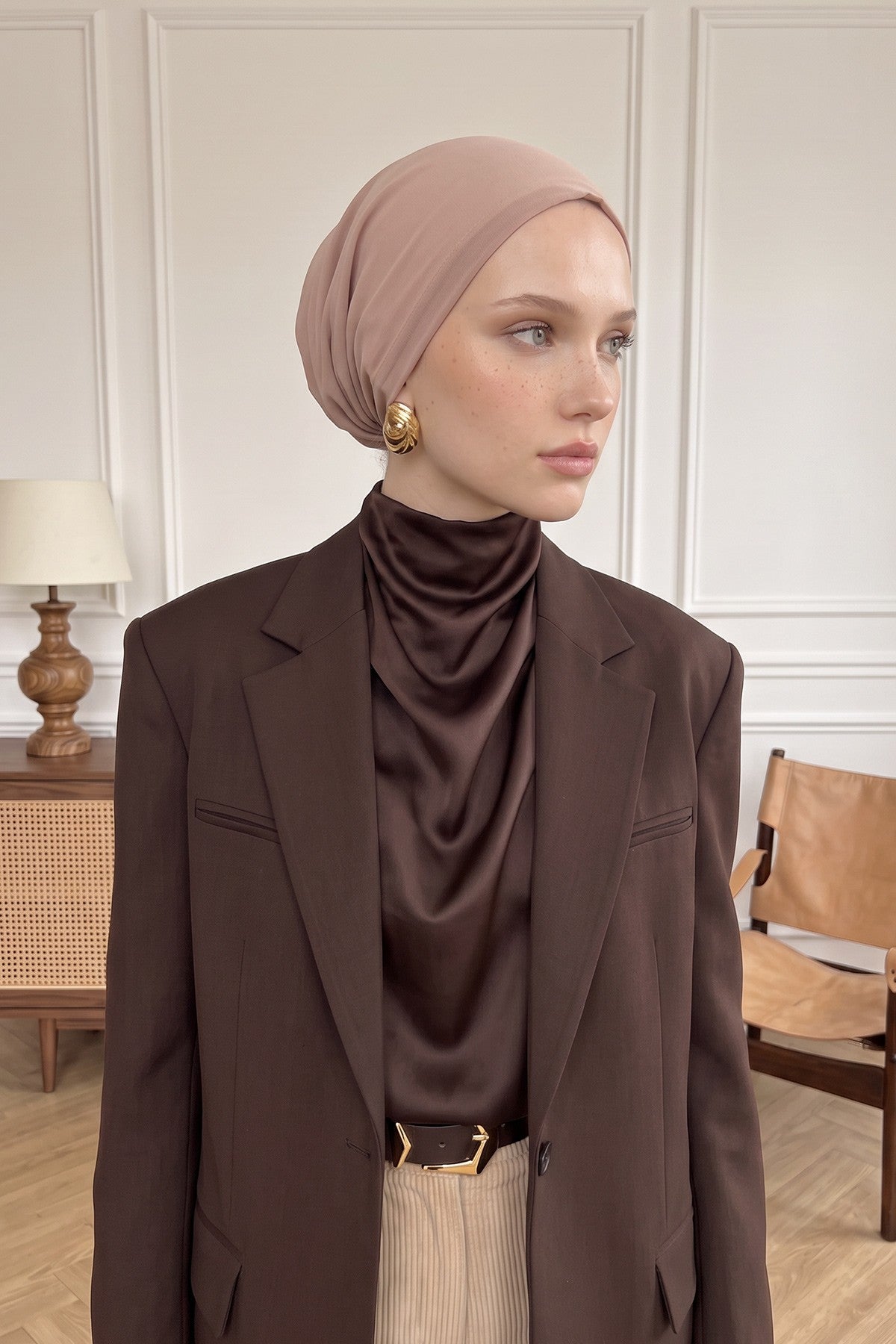Women’s Chiffon Bonnet with Elegant Ruched Back Detail,B-102S