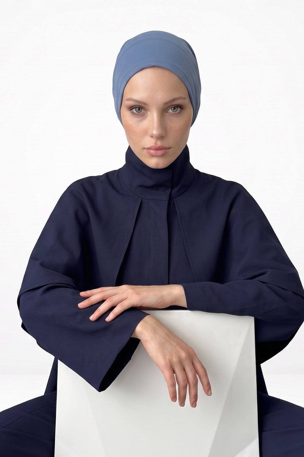 Women’s Chiffon Bonnet with Elegant Ruched Back Detail,B-102S İndigo