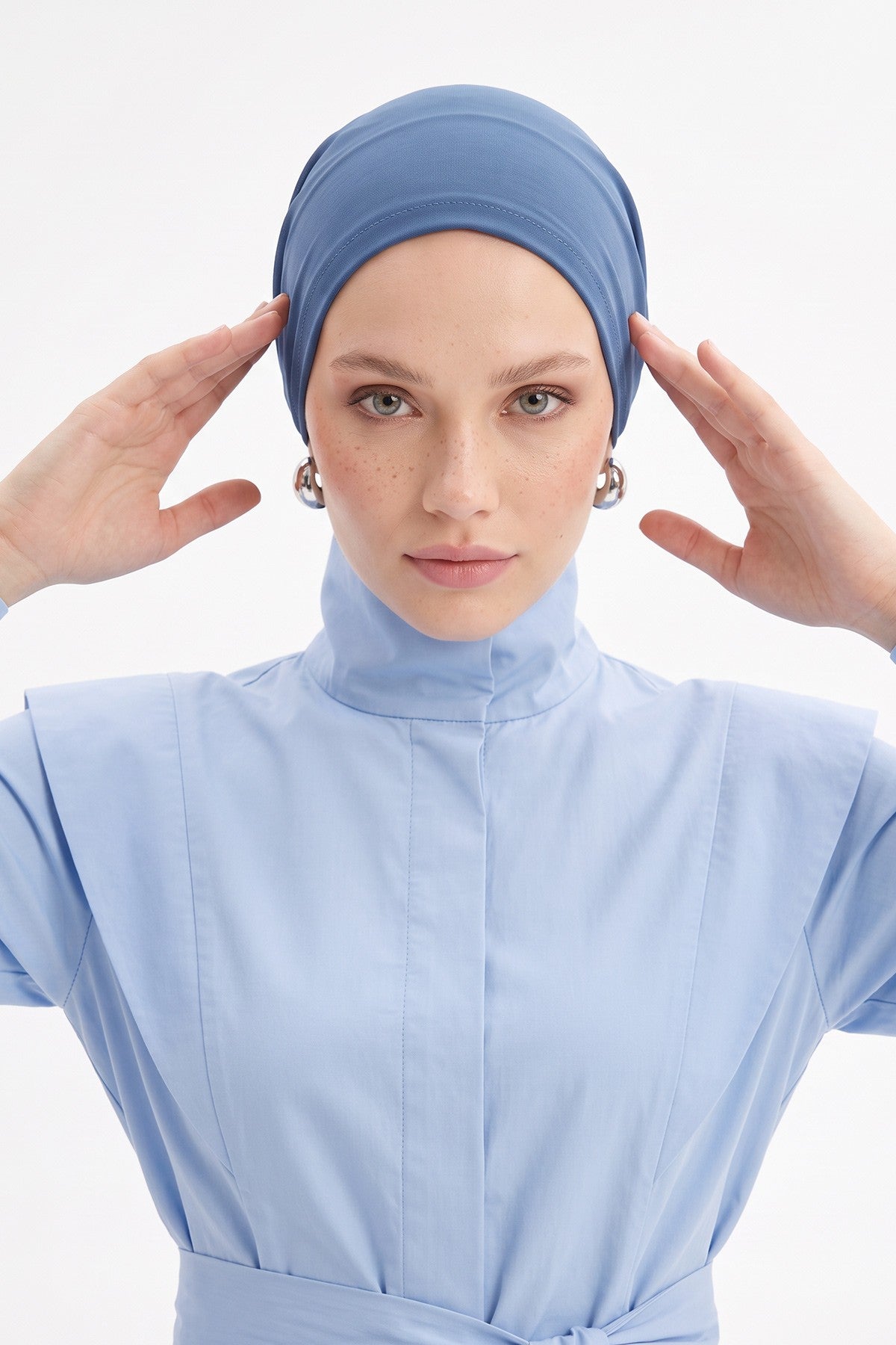 Women’s Chiffon Bonnet with Elegant Ruched Back Detail,B-102S Dark Blue
