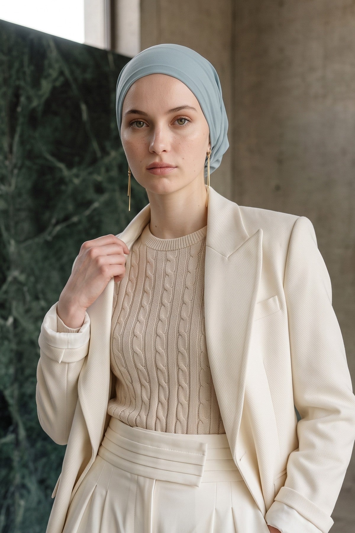 Women’s Chiffon Bonnet with Elegant Ruched Back Detail,B-102S Almond Green
