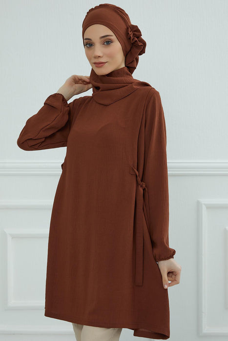 Women s Long Sleeve Side Strap casual Pullover Aerobin Tunic Tops Sleeve Shirts for Women Tunic Dressy Top Loose Fit Modern Modest Fashion,TN-5
