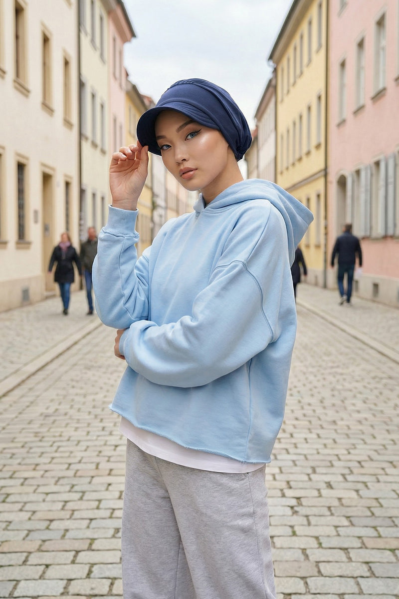 Women’s Turban Hat with Sun Visor, All Seasons Visor Turban Hat Headscarf for Women, Comfortable One Size Modest Head Cover,B-73O