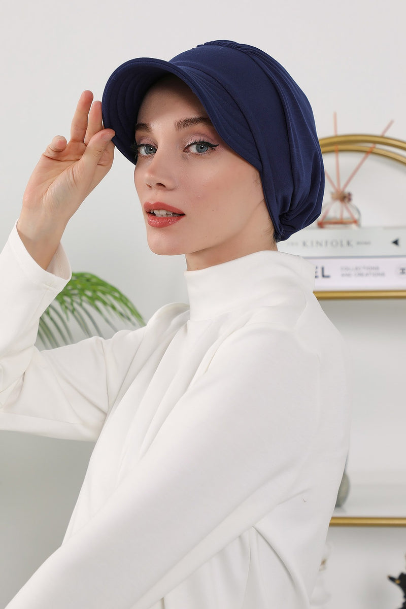 Women’s Turban Hat with Sun Visor, All Seasons Visor Turban Hat Headscarf for Women, Comfortable One Size Modest Head Cover,B-73O
