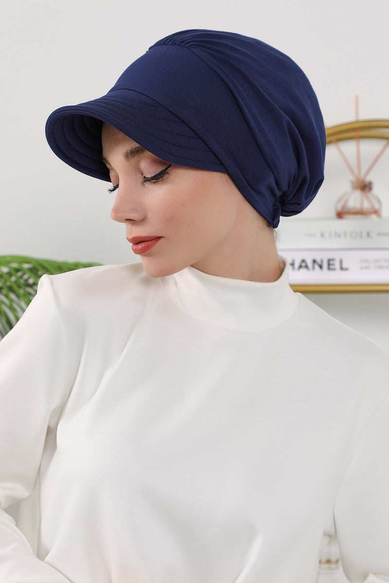 Women’s Turban Hat with Sun Visor, All Seasons Visor Turban Hat Headscarf for Women, Comfortable One Size Modest Head Cover,B-73O