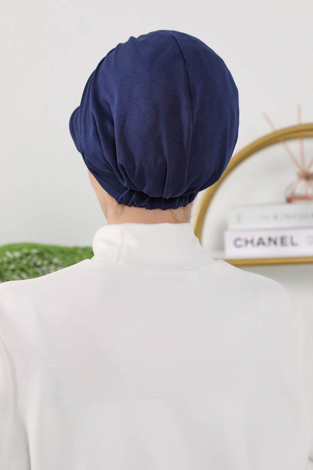 Women’s Turban Hat with Sun Visor, All Seasons Visor Turban Hat Headscarf for Women, Comfortable One Size Modest Head Cover,B-73O Navy Blue