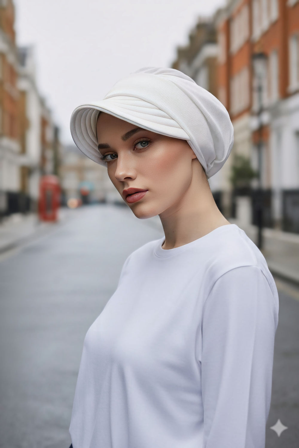 Women’s Turban Hat with Sun Visor, All Seasons Visor Turban Hat Headscarf for Women, Comfortable One Size Modest Head Cover,B-73O Ecru