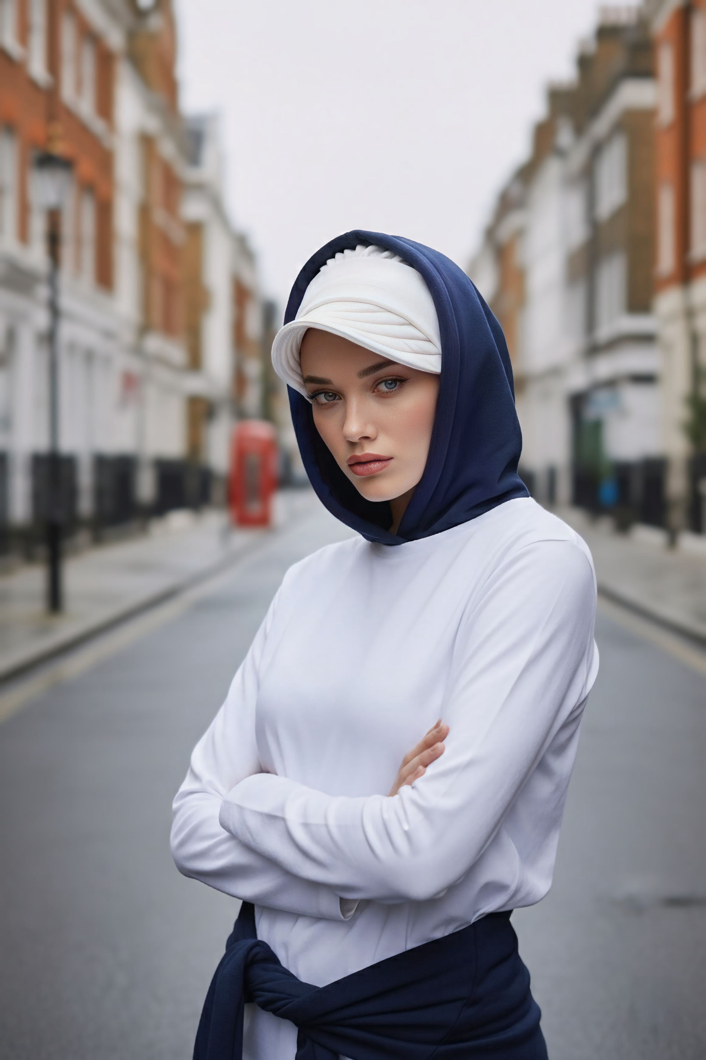 Women’s Turban Hat with Sun Visor, All Seasons Visor Turban Hat Headscarf for Women, Comfortable One Size Modest Head Cover,B-73O Ecru