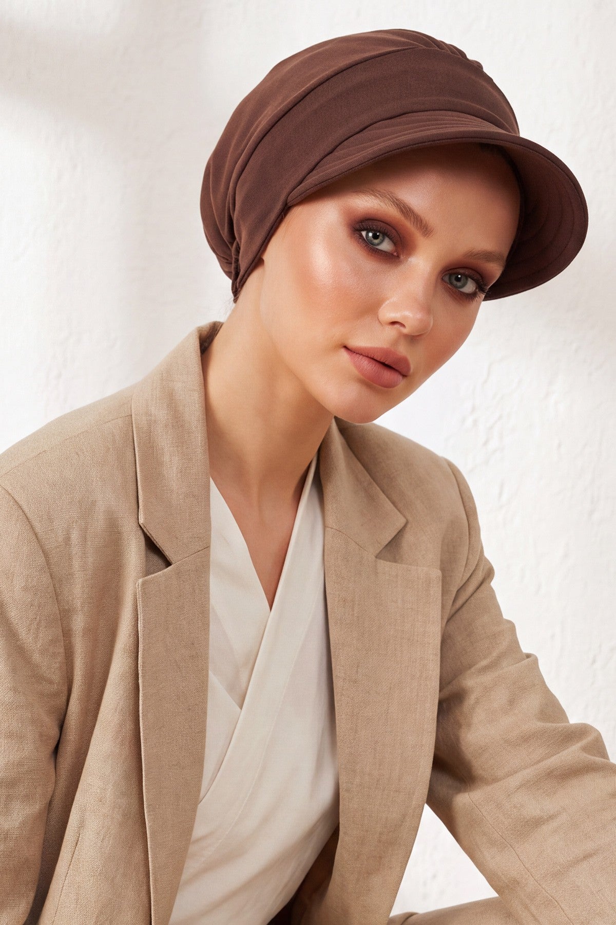 Women’s Turban Hat with Sun Visor, All Seasons Visor Turban Hat Headscarf for Women, Comfortable One Size Modest Head Cover,B-73O