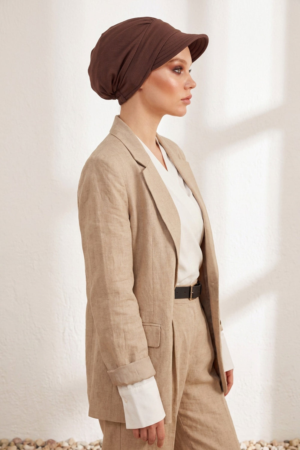 Women’s Turban Hat with Sun Visor, All Seasons Visor Turban Hat Headscarf for Women, Comfortable One Size Modest Head Cover,B-73O