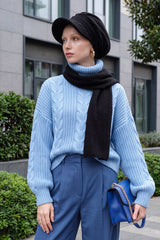 Women’s Winter Felted Wool Visor Turban & Matching Scarf Set,BAT-2DK Black