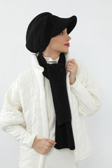Women’s Winter Felted Wool Visor Turban & Matching Scarf Set,BAT-2DK