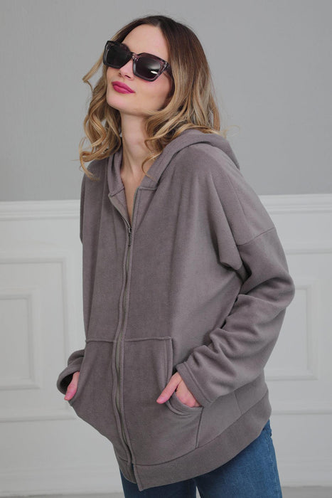Damen Sweatshirt Casual Fleece Pullover Langarm Hoodies mit Fronttaschen Hoodie Pullover Outwear Mantel für Damen Reißverschlusstasche,SW-3
