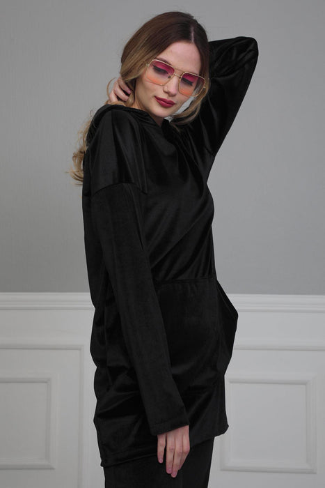 Damen Sweatshirt Lässiger Samtpullover Langarm Hoodies mit Fronttaschen Hoodie Pullover Outwear Mantel für Frauen,SW-1KD