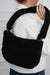 Zippered Teddy Fabric Shoulder Bag Handbag Handmade Daily Bag for Women,CE-14 Black - Black