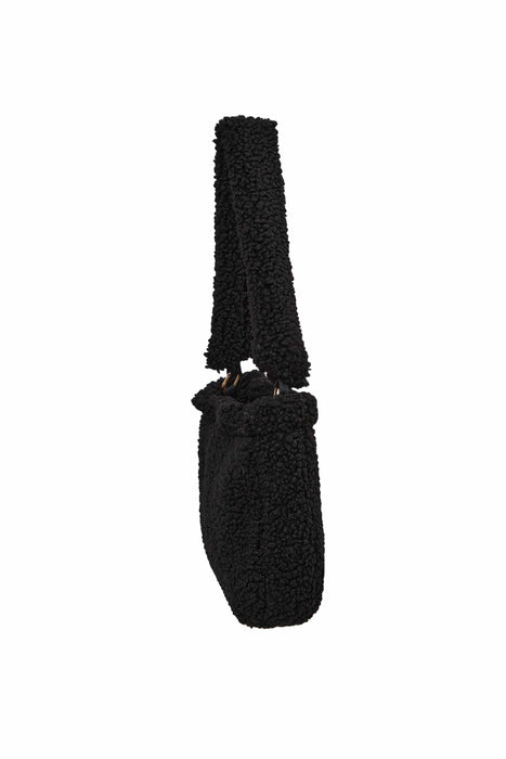 Zippered Teddy Fabric Shoulder Bag Handbag Handmade Daily Bag for Women,CE-14 Black - Black