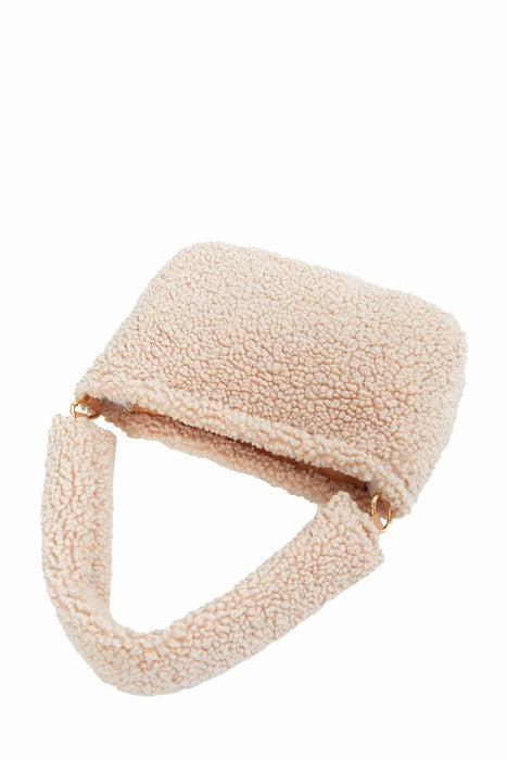 Zippered Teddy Fabric Shoulder Bag Handbag Handmade Daily Bag for Women,CE-14 Beige - Sand Brown