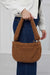 Zippered Teddy Fabric Shoulder Bag Handbag Handmade Daily Bag for Women,CE-14 Light Brown - Brown