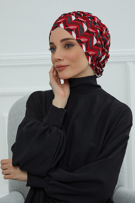 Printed Instant Turban for Women 95% Cotton Head Wrap, Lightweight Cancer Chemo Head Wear with Rose Detail at the Back Side,B-26YD
