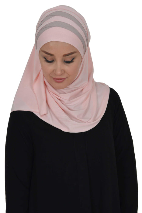 Two Colors Jersey Shawl for Women %95 Cotton Wrap Modesty Turban Cap Scarf,CPS-42